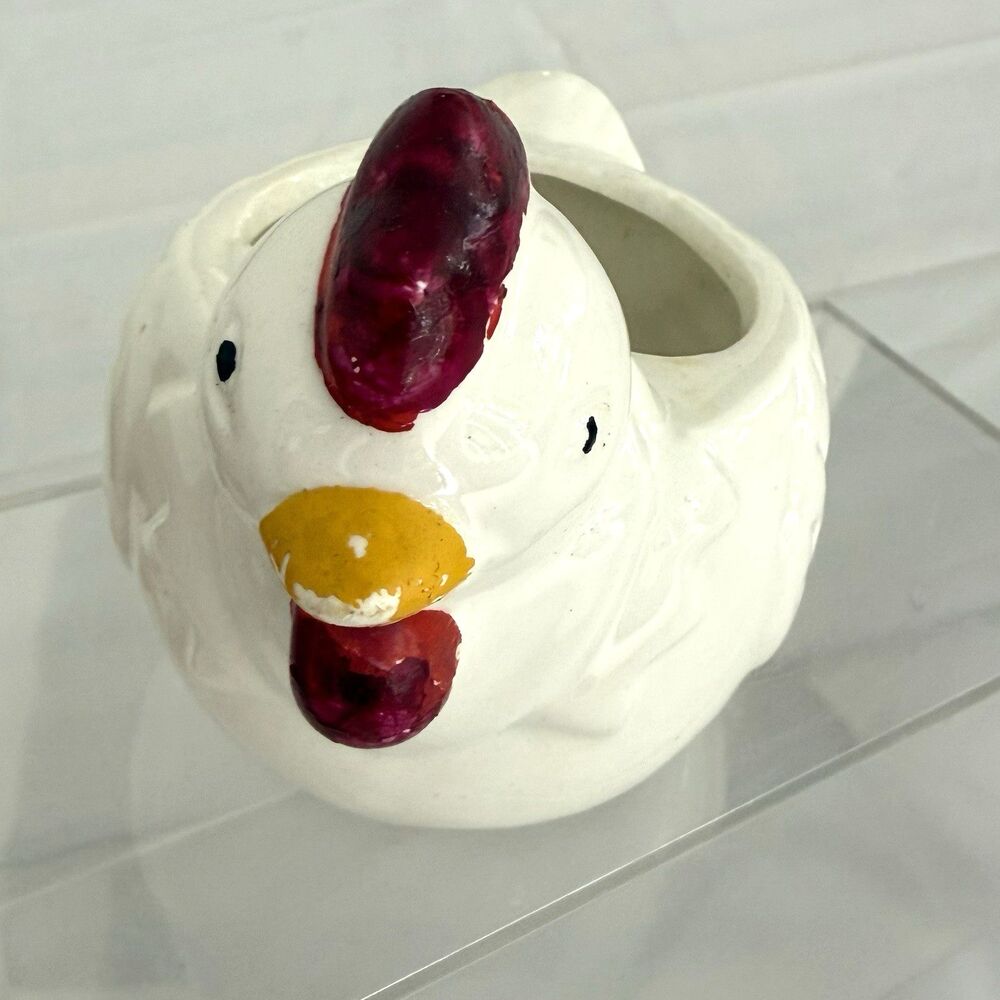 Vtg Small Chicken Planter Scrubby Holder Red Comb t 4” Tall Rooster Farm Taiwan